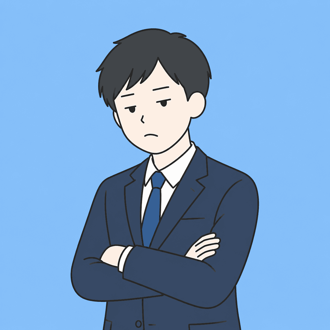 腕組みする会社員男性のイラスト